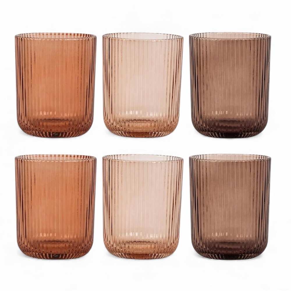 NEW Anthropologie (Set of 6) Colorful Stemless Wine Water Glasses Drinkware Cups
